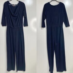 Free People Beach Cityscape One Piece Soft Wide Leg Jumpsuit Black M